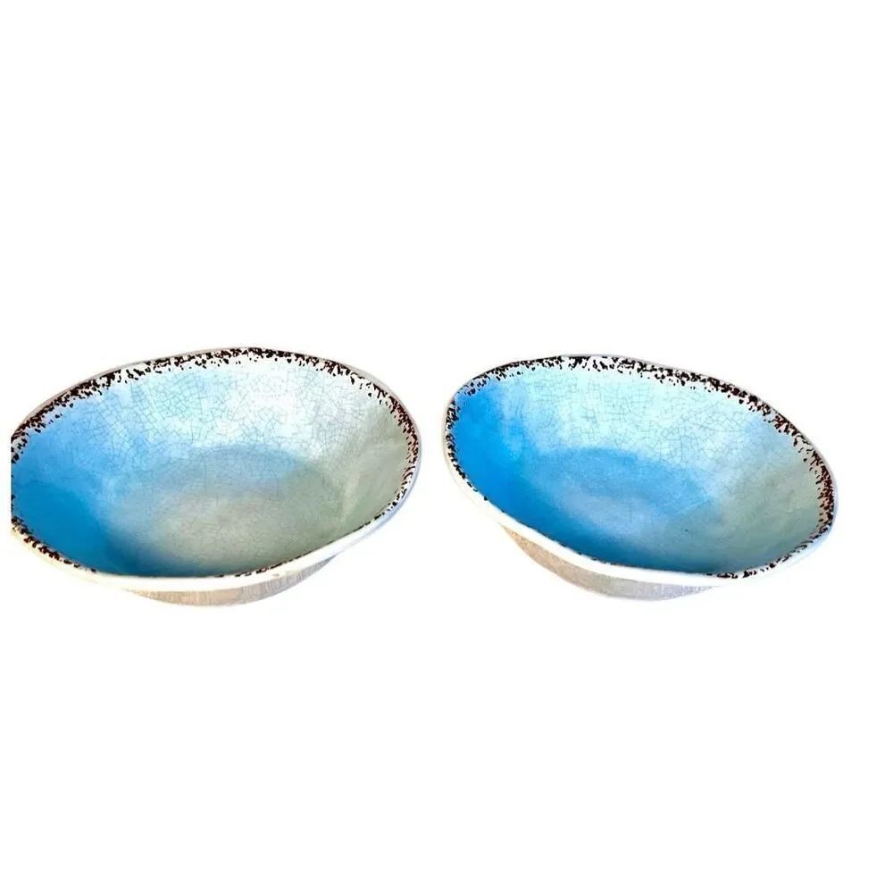 Set of 2 Tommy Bahama Turquoise 'Rustic Crackle' Melamine Cereal Bowls